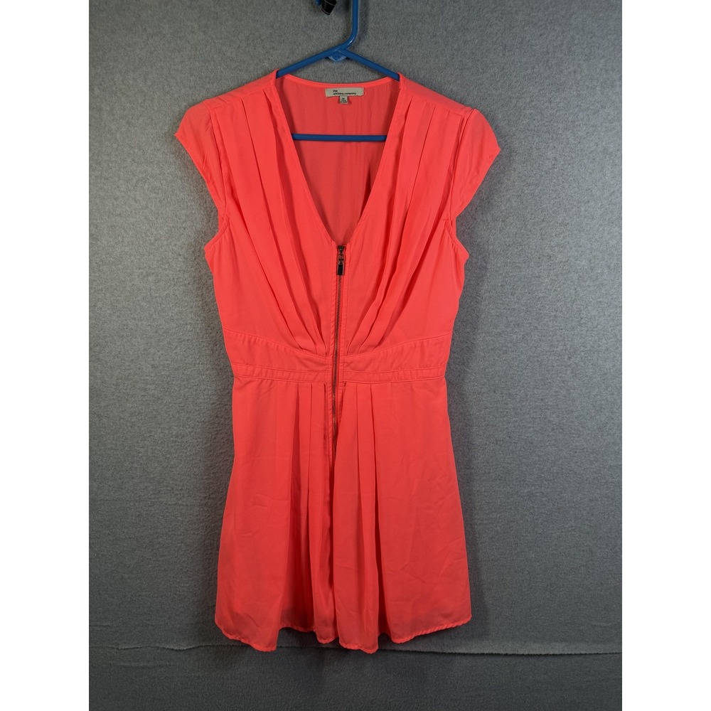 The Clothing Company Dress Womens M Orange V Neck Fit Flare Short Zip Lined